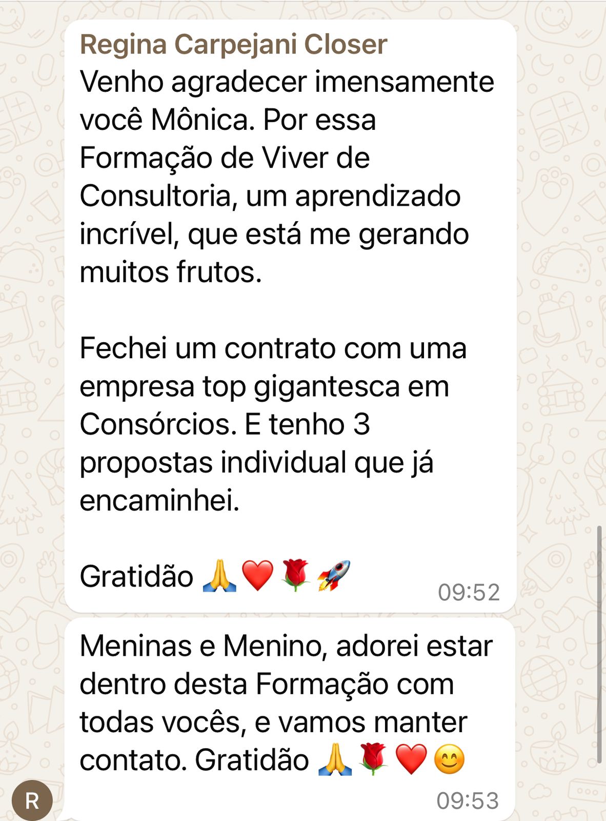 Depoimento de aluna